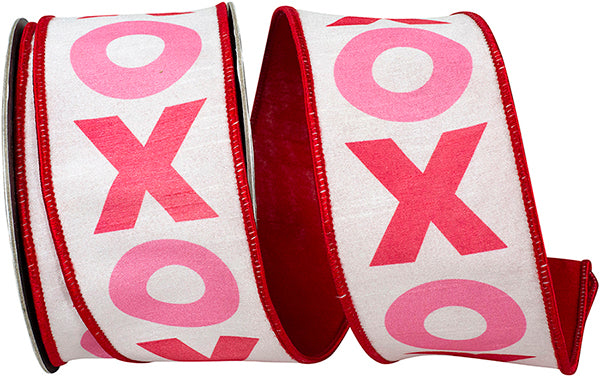 2.5"x10YDS XO Hugs And Kisses Dupioni Backed Wired Edge Ribbon