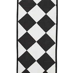 4"X10YDS Black&White Grand Diamond Dupioni Deluxe Wired Edge Ribbon