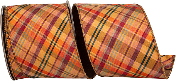 4" x 10YDS Tierra Tonal Diagonal Plaid Wired Ribbon