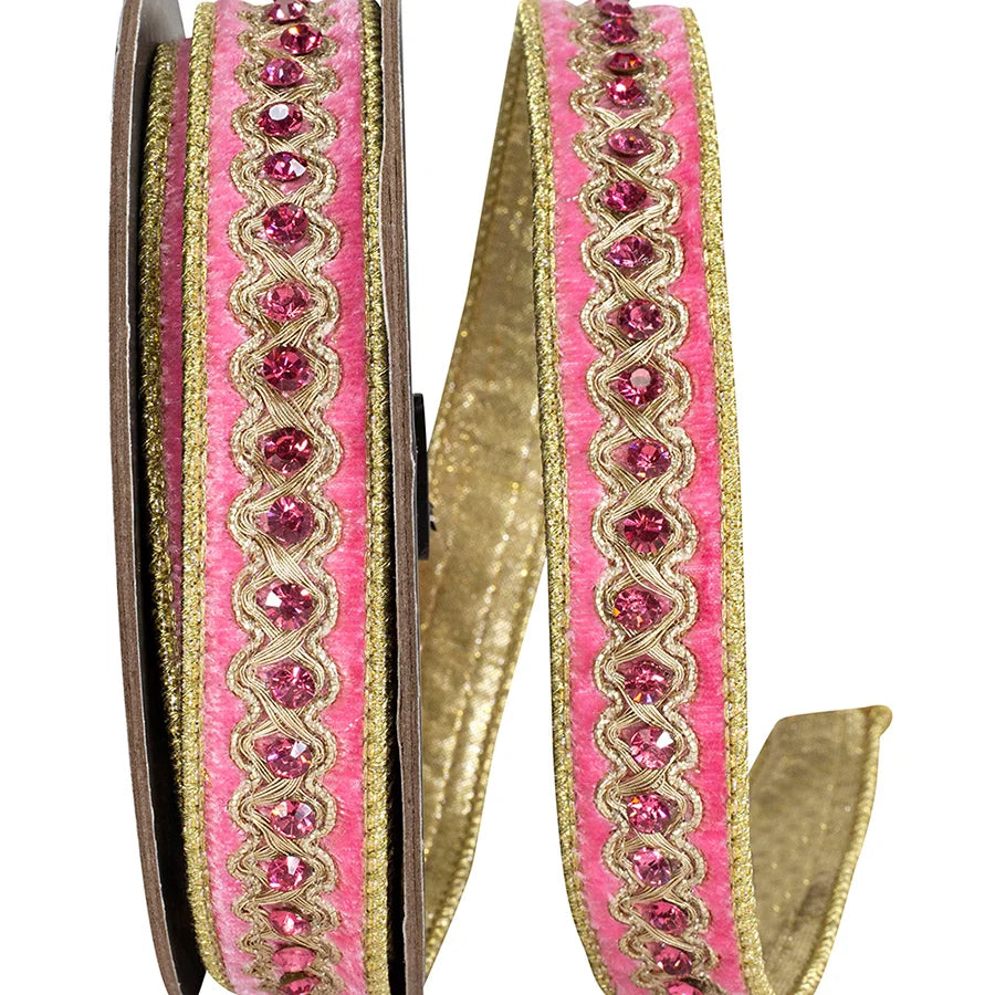 1" | 2.5"x 5YDS Pink Velvet Deluxe Ribbon