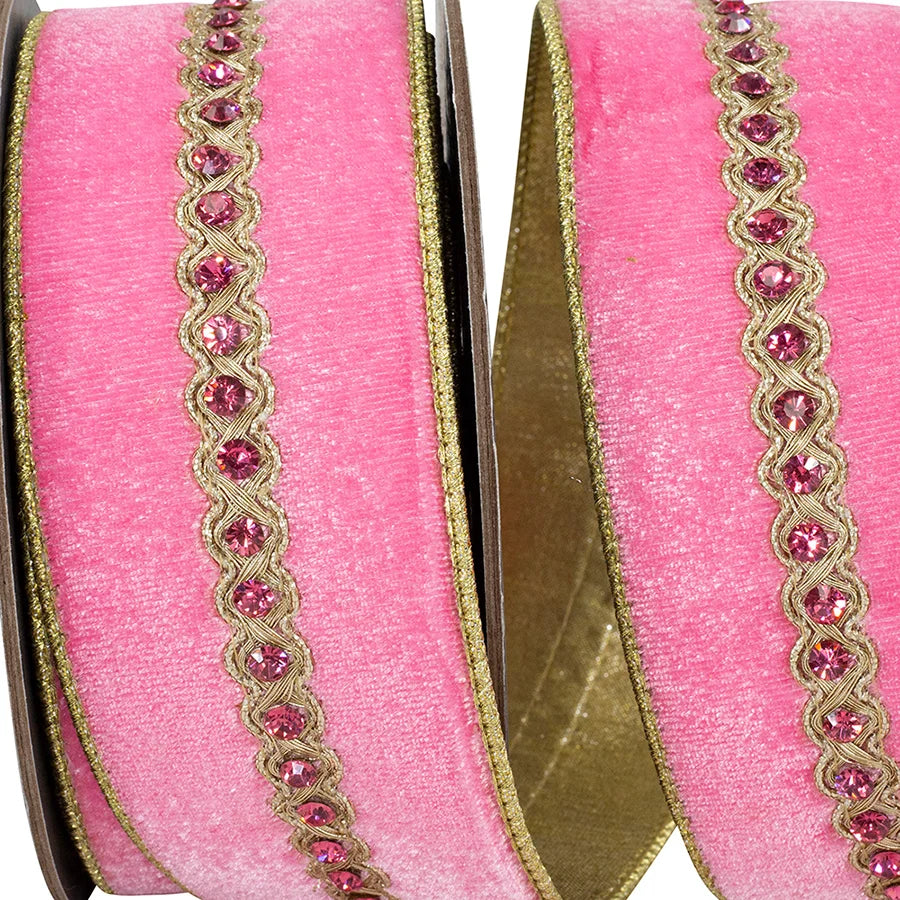 1" | 2.5"x 5YDS Pink Velvet Deluxe Ribbon