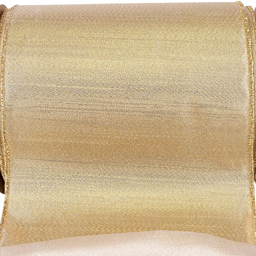 6"x25 YDS Gold Metallic Texture Shine Heavy Wired Edge Ribbon