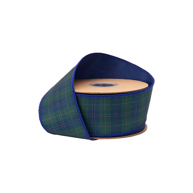 2.5" x 10 Yards Blue & Green Classic Plaid Dupioni Ribbon