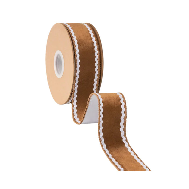1.5" x 10 Yards Gingerbread Ribbon with White Backing