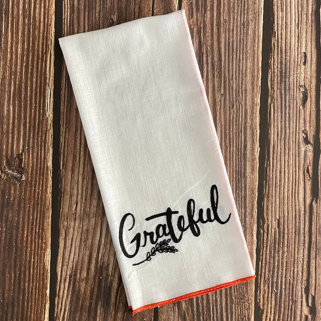 18" Grateful Embroidered Kitchen Towel