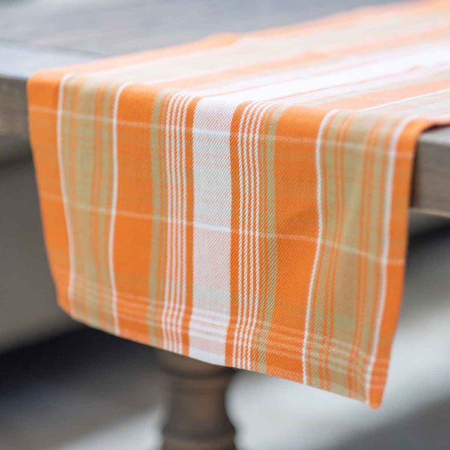 13"x90" Harvest Plaid Runner | Orange/Taupe