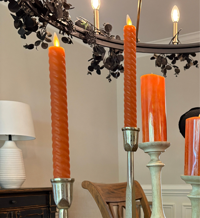 9" Orange Spiral Tapers – Set of 2
