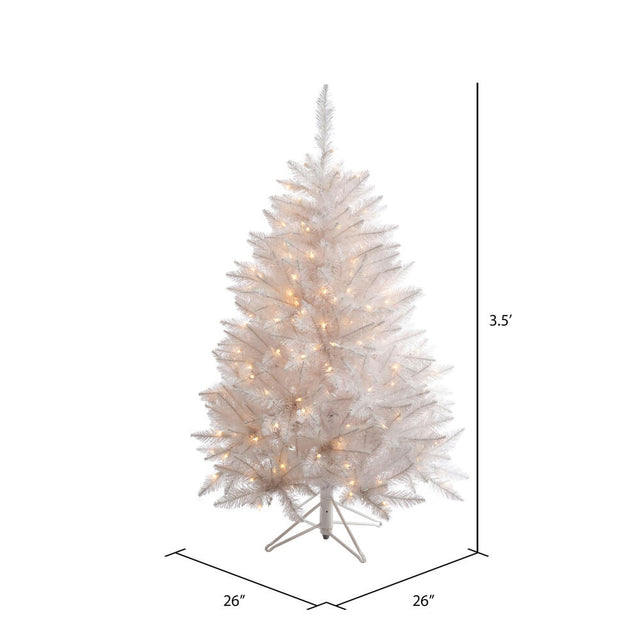 3.5' White Sparkle Spruce Small Tree | Clear Dura-lit Incandescent Lights