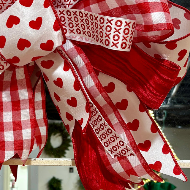 20" Hugs & Hearts Designer Handtied Bow | Valentine's Day Decoration