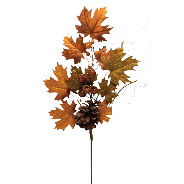 21" Maple Leaf with Pinecones Spray