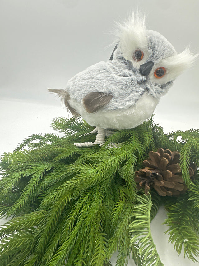 6.5" Fur Owl Figure with Feather Wings
