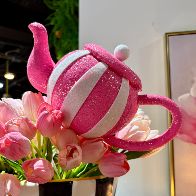18" x 10" Pink & White Tea Pot Pick