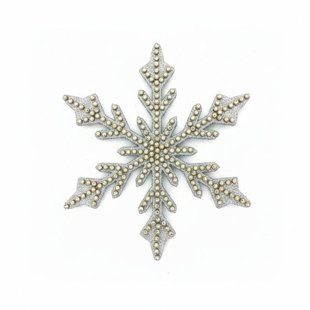 7.75" Silver/Gold Jewel Beaded Snowflake Ornament