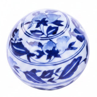 4" Blue & White Chinoiserie Porcelain Ball | Three Styles Available