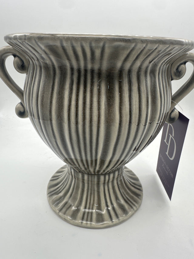 6" Gray Ceramic Art Deco Style Urn