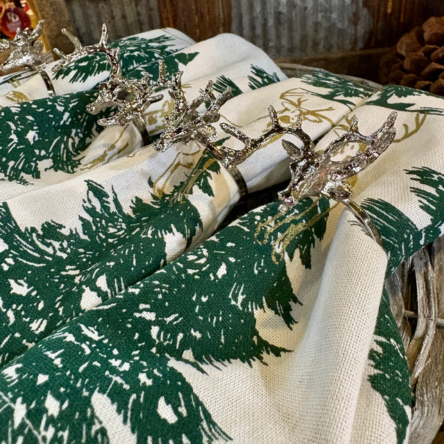 1.5" Silver Deer Napkin Rings Set/4