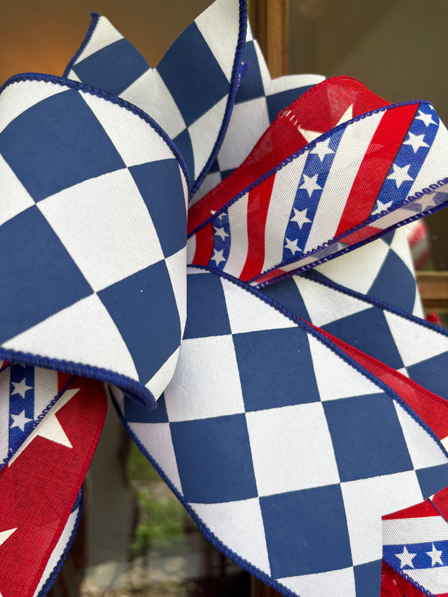 24" Patriotic Parade Designer Wreath with Handtied Bow