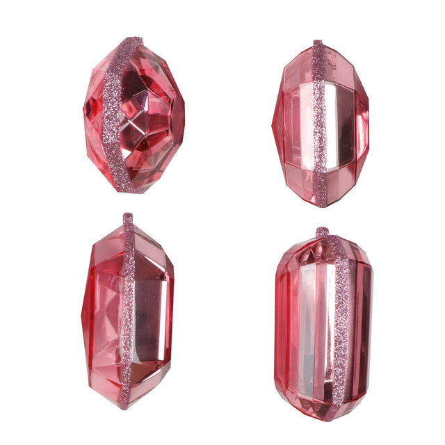 4-5" Baby Pink Jewel Glitter Ornament Assorted | Set of 4