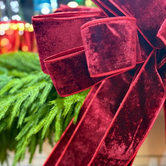 22" Burgundy Beauty Velvet Bow | Handtied Christmas Bow