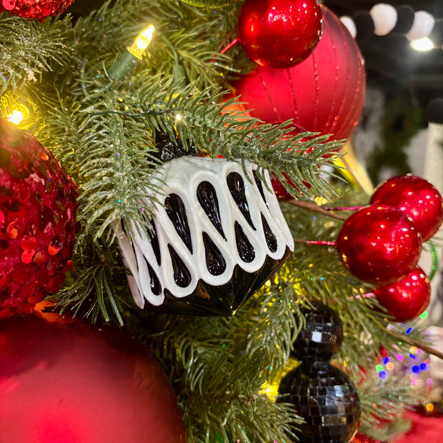 3.5" Hand-Blown Porcelain Bauble | Black & White