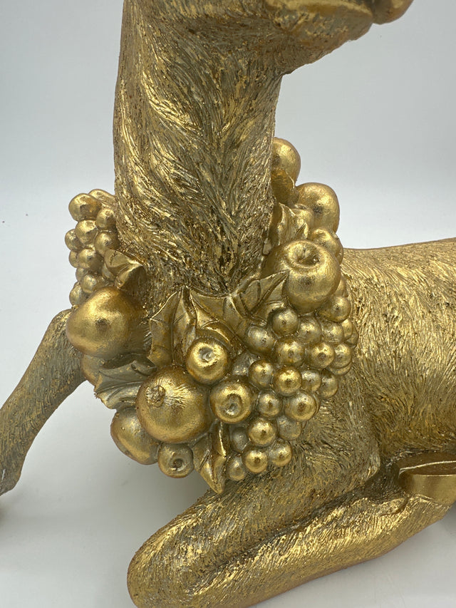 22.5" Gold Deer Laying with Wreath