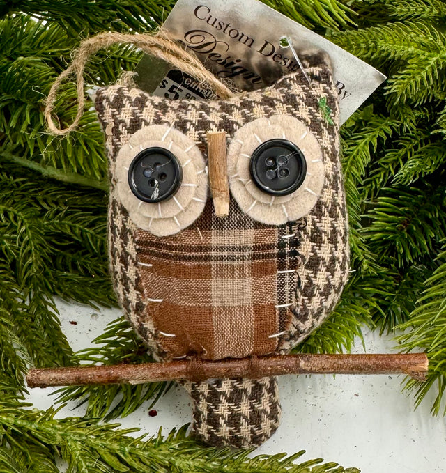 5.5" Plaid Owl Ornament | Set of 3