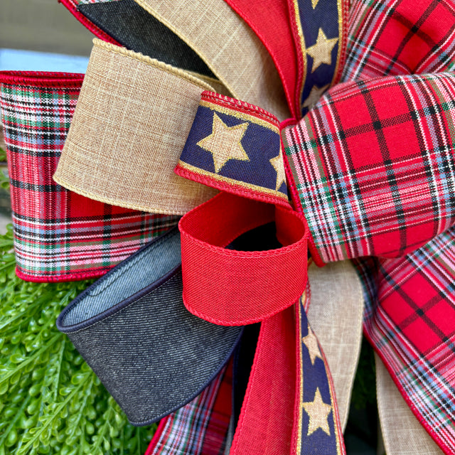 4"x10YDS Red Plaid Wired Edge Ribbon