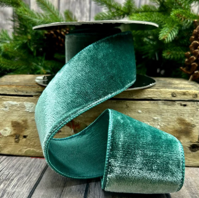 2.5" Celadon Lush Velvet Matching Back Dupioni Ribbon - 10Yd