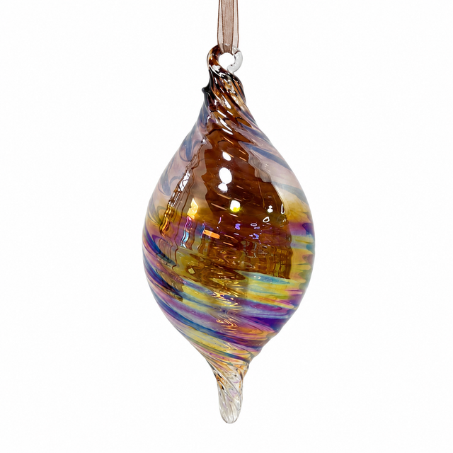 3.5" Copper Iridescent Glass Finial Ornament