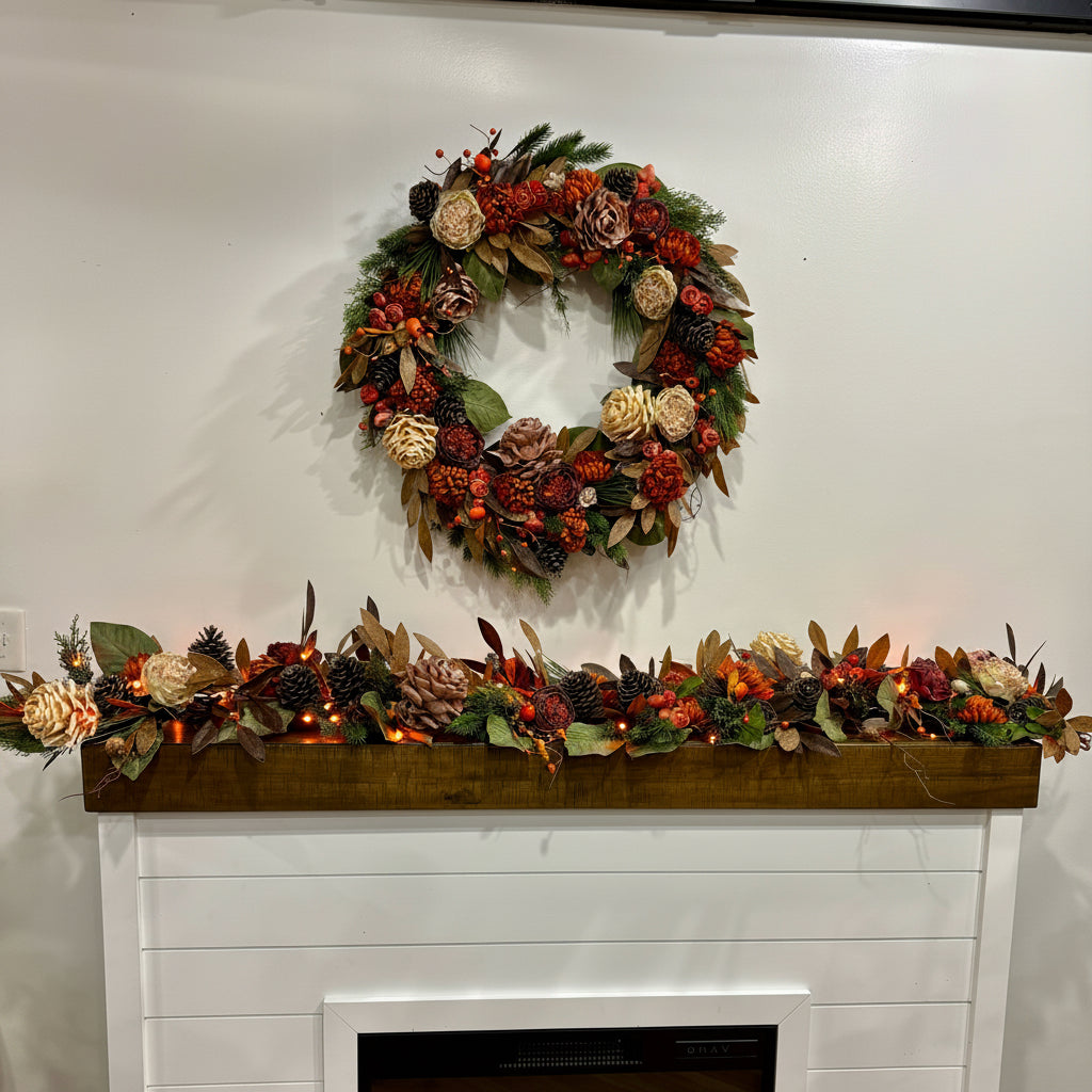48" Fall Harvest Gratitude Pre-Lit Garland