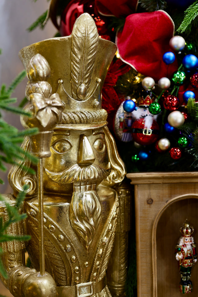 39" Gold & Champagne Resin Gilded Nutcracker