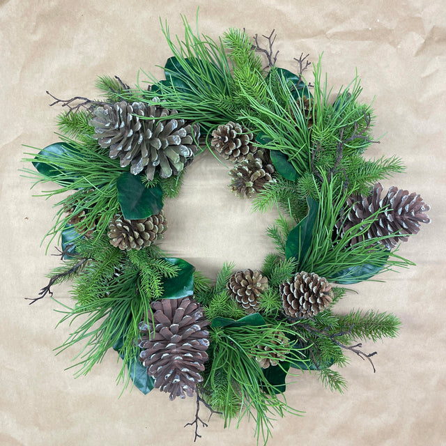 26" Long Needle Pine with Pinecones Fir Magnolia Wreath