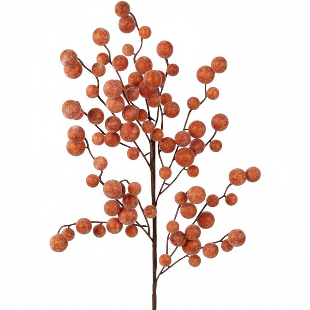 27" Shiny Autumn Orange Frosted Berry Spray