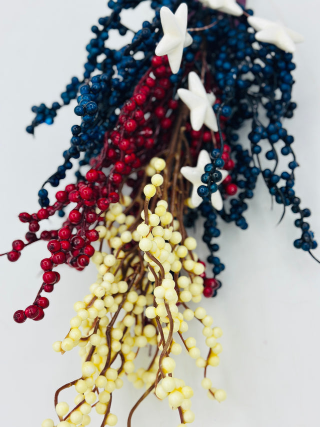28" Patriotic Berry Spray with Stars