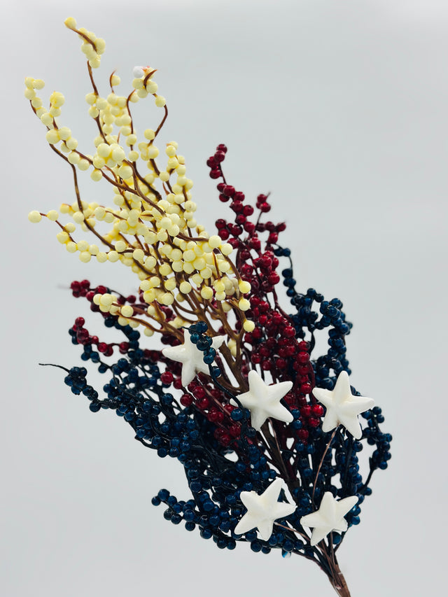 28" Patriotic Berry Spray with Stars