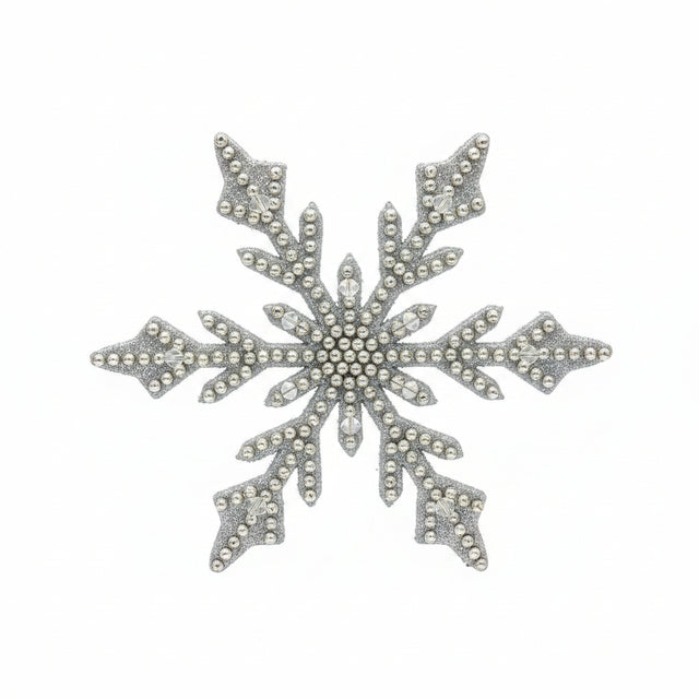 7.75" Silver/Gold Jewel Beaded Snowflake Ornament