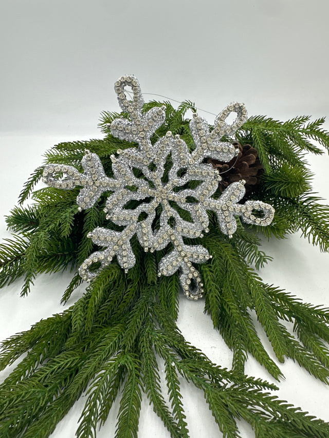 7.75" Silver/Gold Jewel Beaded Snowflake Ornament