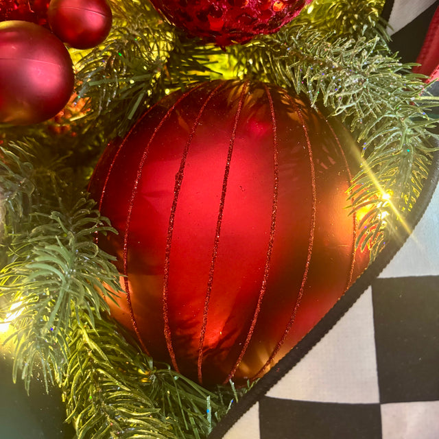 6" Red Matte Glitter Ball Ornament 2-bag Shatterproof