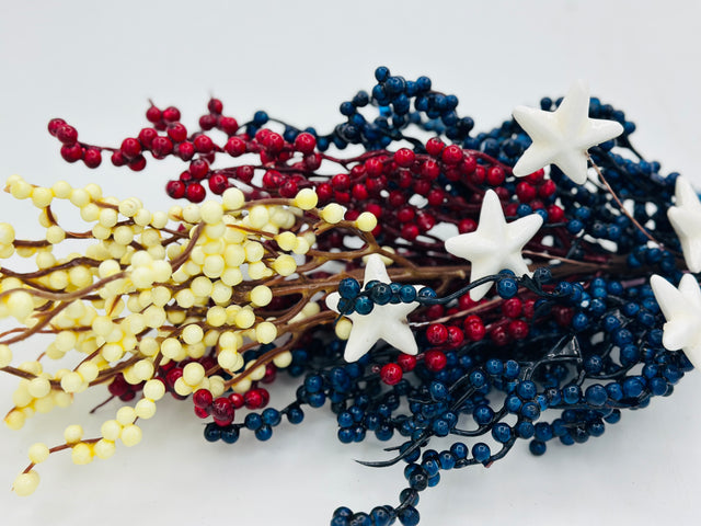 28" Patriotic Berry Spray with Stars