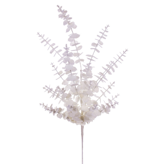 28" White Artificial Eucalyptus Snowy Spray