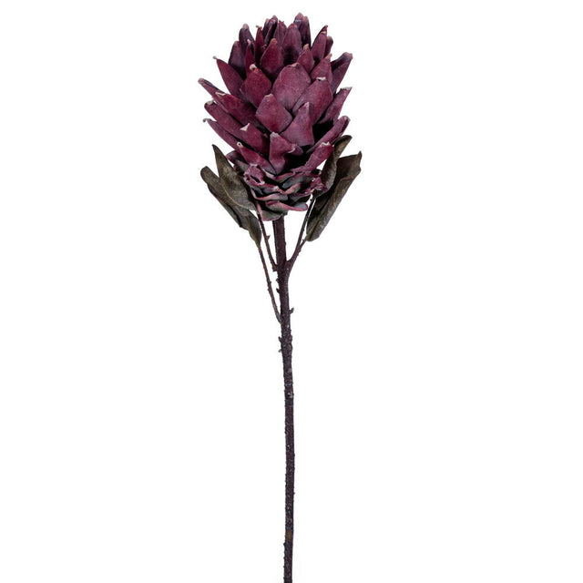 30.5" Dried Artificial Protea Stem | Light Red or Cream