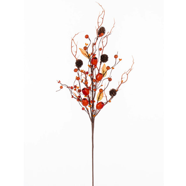 28" Orange Fall Artificial Pods, Berries & Pinecone Spray