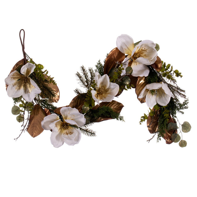 60" White Artificial Magnolia Garland