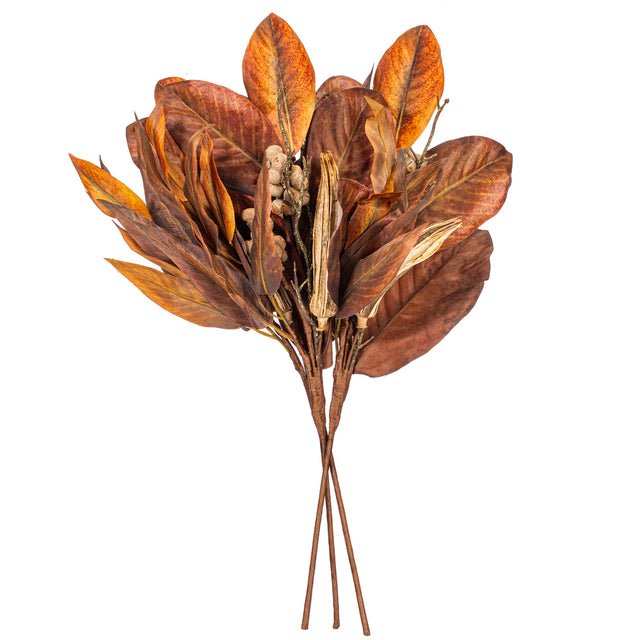 24" Brown Magnolia Leaf Spray
