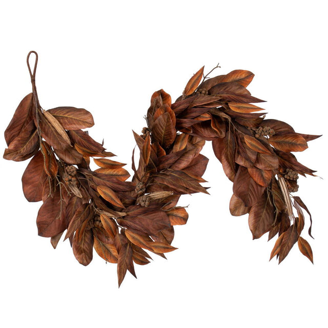72" Brown Magnolia Leaf Garland