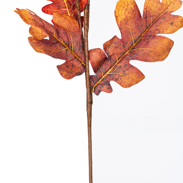 30" Orange Autumn Oak Leaf Spray