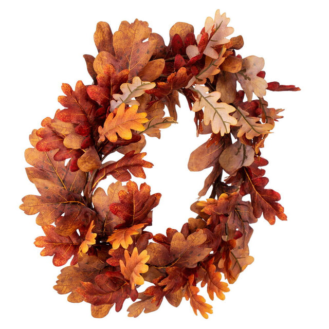26" Orange Autumn Oak Leaf Wreath
