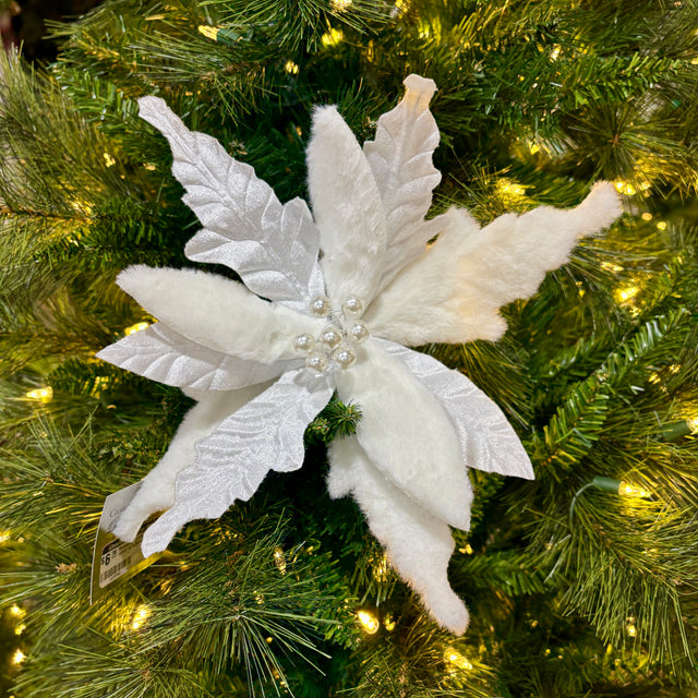 12” Fur-Edged Poinsettia on Clip