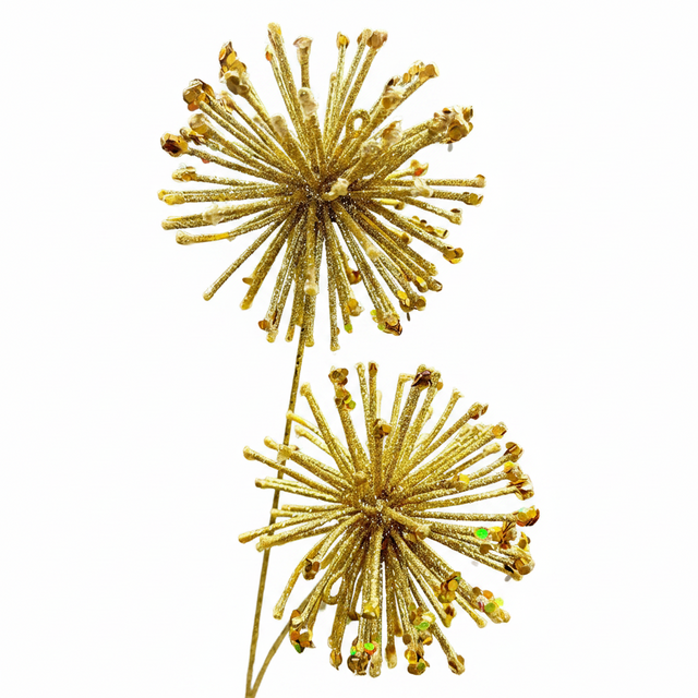 24" Gold Glitter Sequin Double Starburst Ball Spray