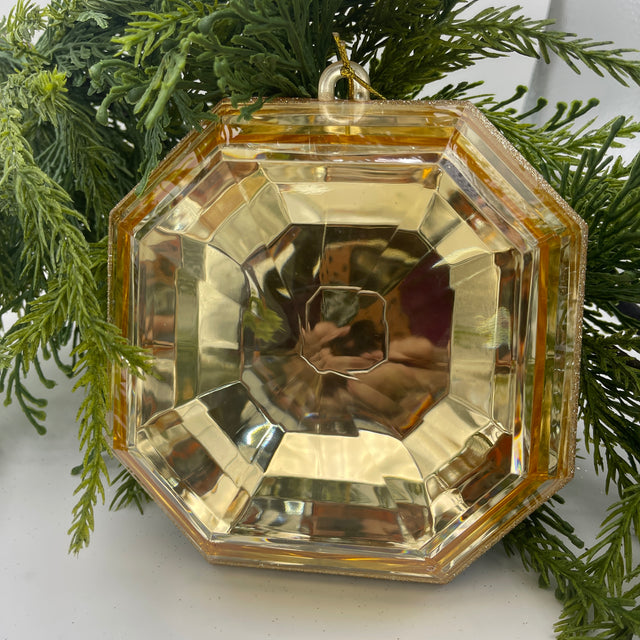 6" Champagne Square Precious Gem Ornament